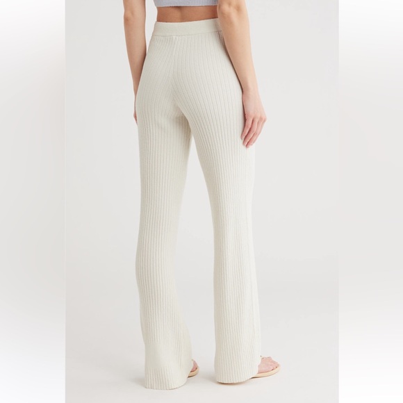 Good American Terry Rib Knit Wide Leg Pants sweater sweats sweatpants large NWT - Picture 2 of 2